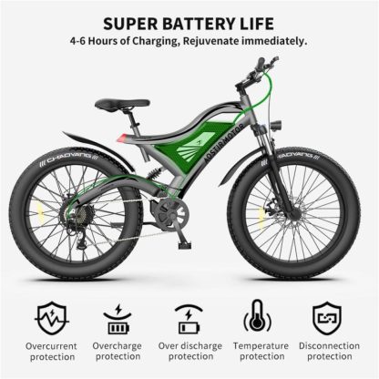 Cycling |  S18 26″ 750W Electric Bike Fat Tire 48V 15AH Removable Lithium Battery for Adults Cycling Cycling