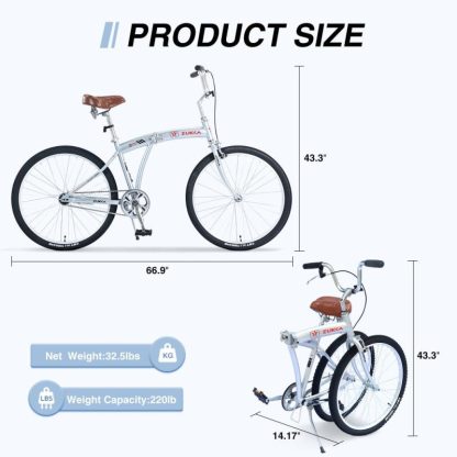 Cycling |  Steel 26 in. Single Speed Folding Cruiser Bicycles Cycling Cycling