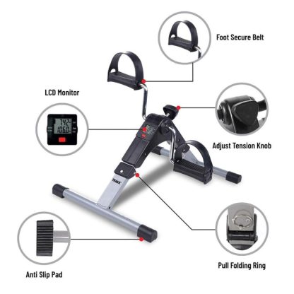 Cycling |  TRAKK Portable Mini Exercise Bike for Home with Digital LCD Monitor Cycling Black