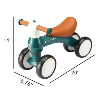 Cycling |  Trimate Baby Walker Balance Bike, Green – Perfect Ride-On Toy for 1-Year-Olds, with 4 Wheels Cycling Cycling