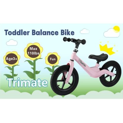 Cycling |  Trimate Toddler Balance Bike, Pink – No Pedal Sport Bike for 3-5 Year Olds, 12″ Inflated Tire Cycling Cycling