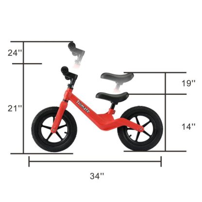 Cycling |  Trimate Toddler Balance Bike, Red – No Pedal Sport Bike for 3-5 Year Olds, 12″ Inflated Tire Cycling Cycling