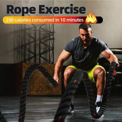 Home Gyms |  1.5″/2″ Battle Rope with Anchor Strap, 30ft/40ft/50ft Gym Workout Battle Ropes for Indoor/Outdoor Workouts Home Gyms Home Gyms