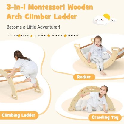 Home Gyms |  2-in-1 Montessori Wooden Arch Climbing Toys Children Learning Playset Home Gyms Home Gyms