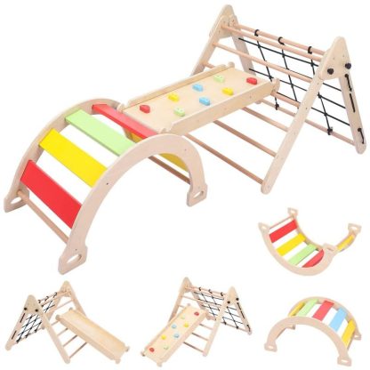 Home Gyms |  3-in-1 Toddler Indoor Gym Playset, Wooden Climbing Toys Home Gyms Home Gyms