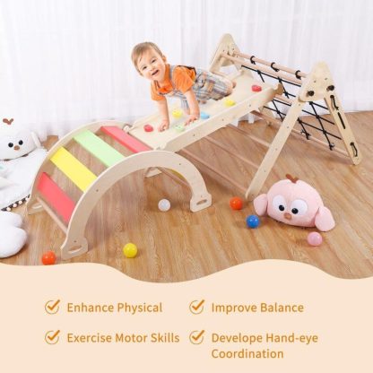 Home Gyms |  3-in-1 Toddler Indoor Gym Playset, Wooden Climbing Toys Home Gyms Home Gyms