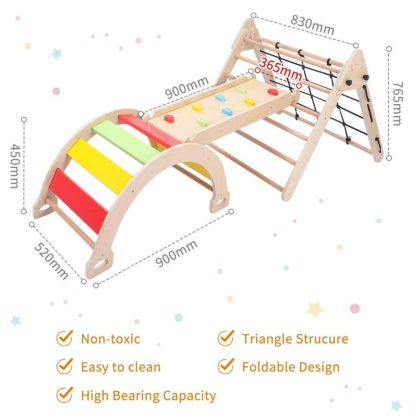 Home Gyms |  3-in-1 Toddler Indoor Gym Playset, Wooden Climbing Toys Home Gyms Home Gyms