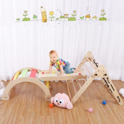 Home Gyms |  3-in-1 Toddler Indoor Gym Playset, Wooden Climbing Toys Home Gyms Home Gyms