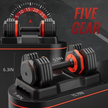 Home Gyms |  5 in 1 Single Adjustable Dumbbell Free Dumbbell Weight Adjust with Anti-Slip Metal Handle Home Gyms Home Gyms