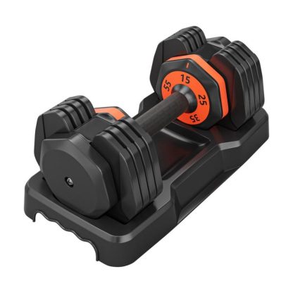 Home Gyms |  55LB 5 in 1 Single Adjustable Dumbbell Free Dumbbell – 19.00″L * 8.5″W * 7.2″H Home Gyms Black