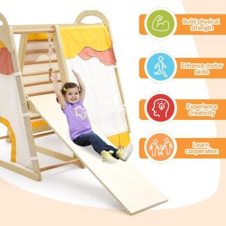 Home Gyms |  7-in-1 Toddler Indoor Gym Playset Toys with Tent Sports & Fitness Beige