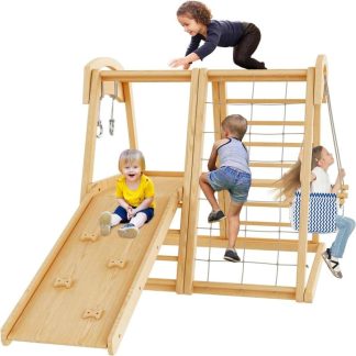 Home Gyms |  8 in 1 Indoor Kids Playground,Jungle Gym Toys Home Gyms Brown