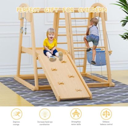 Home Gyms |  8 in 1 Indoor Kids Playground,Jungle Gym Toys Home Gyms Brown