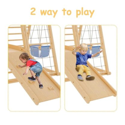 Home Gyms |  8 in 1 Indoor Kids Playground,Jungle Gym Toys Home Gyms Brown