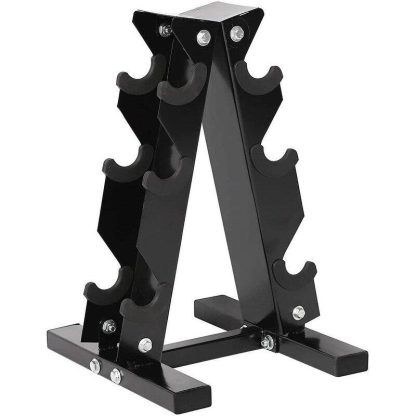 Home Gyms |  A Frame Dumbbell Rack Stand Compact 3 Tier Free Weight Steel Dumbbell – 11.8′(L)x10.8′(W)x16.9′(H) Home Gyms Black