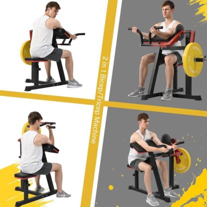 Home Gyms |  Bicep Tricep Curl Machine with Adjustable Seat, Bicep Curls and Tricep Extension Machine Home Gym Home Gyms Home Gyms