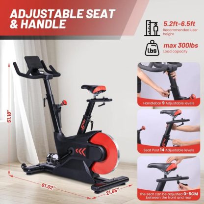 Home Gyms |  Exercise Bike,Electromagnetic Control Indoor Cycling Bike for Home with App Home Gyms Black