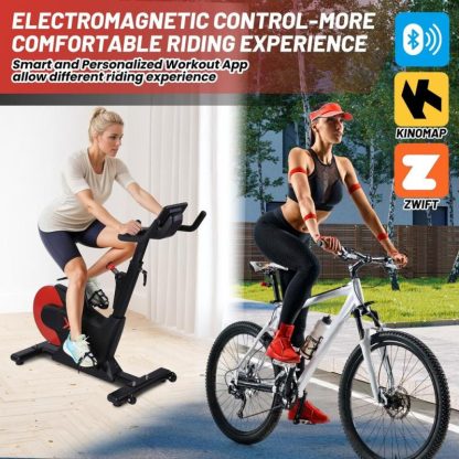 Home Gyms |  Exercise Bike,Electromagnetic Control Indoor Cycling Bike for Home with App Home Gyms Black