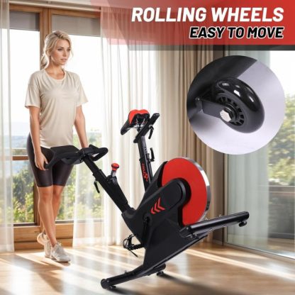 Home Gyms |  Exercise Bike,Electromagnetic Control Indoor Cycling Bike for Home with App Home Gyms Black