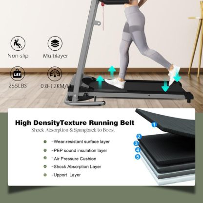 Home Gyms |  Foldable 2.5HP Motorized Running Machine with 12 Perset Programs 265LBS Weight Capacity Walking Jogging Treadmill Home Gyms Home Gyms