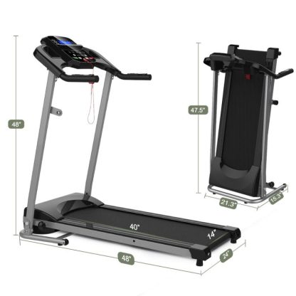 Home Gyms |  Foldable 2.5HP Motorized Running Machine with 12 Perset Programs 265LBS Weight Capacity Walking Jogging Treadmill Home Gyms Home Gyms