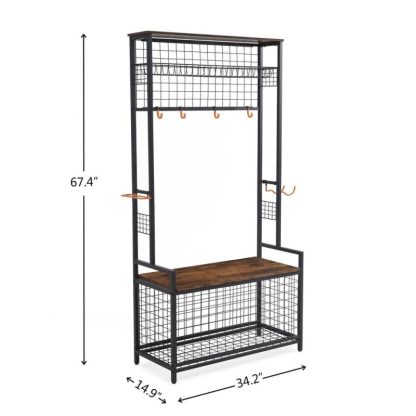 Home Gyms |  Garage Sports Equipment Organizer System Ball Gear Basketball Racks for Balls – 33.46″W * 14.96″D * 66.93″H Home Gyms Brown