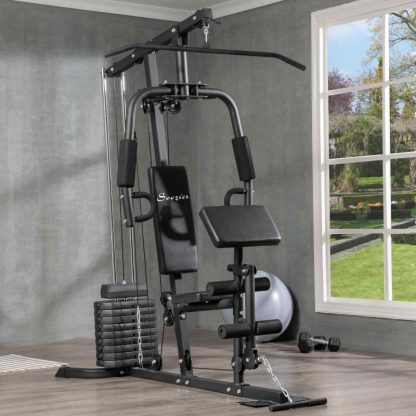 Home Gyms |  Home Gym, Multifunction Workout Station with 100Lbs Weight Stack for Lat Pulldown, Leg Extensions, Preacher Bicep Curls Home Gyms Home Gyms