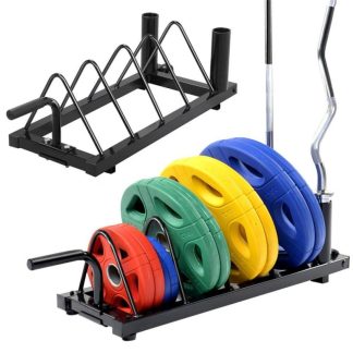 Home Gyms |  Horizontal Barbell Bumper Plate Rack Holder Bar Storage Rack Home Gyms Black