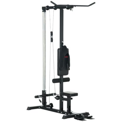 Home Gyms |  Lat Pull Down Machine Cable Station, High and Low Pulley System with Adjustable Seat and Flip-Up Footplate, for Home Gym Home Gyms Home Gyms