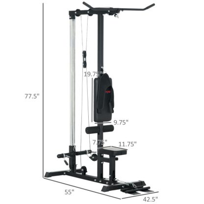 Home Gyms |  Lat Pull Down Machine Cable Station, High and Low Pulley System with Adjustable Seat and Flip-Up Footplate, for Home Gym Home Gyms Home Gyms