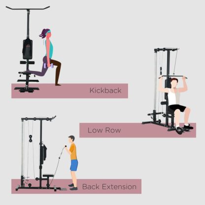 Home Gyms |  Lat Pull Down Machine Cable Station, High and Low Pulley System with Adjustable Seat and Flip-Up Footplate, for Home Gym Home Gyms Home Gyms