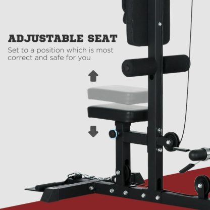 Home Gyms |  Lat Pull Down Machine Cable Station, High and Low Pulley System with Adjustable Seat and Flip-Up Footplate, for Home Gym Home Gyms Home Gyms