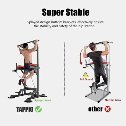 Home Gyms |  Multifunction Power Tower Dip Bar Station Strength Training Tower Pull Up Bar Stand for Home Gym – 29″W x 35.4″D x 59-90.6″H Home Gyms Home Gyms