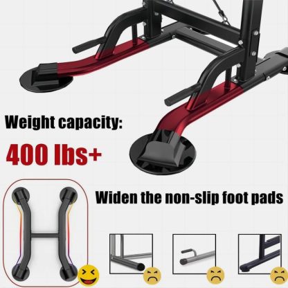 Home Gyms |  Multifunction Power Tower Dip Bar Station Strength Training Tower Pull Up Bar Stand for Home Gym – 29″W x 35.4″D x 59-90.6″H Home Gyms Home Gyms