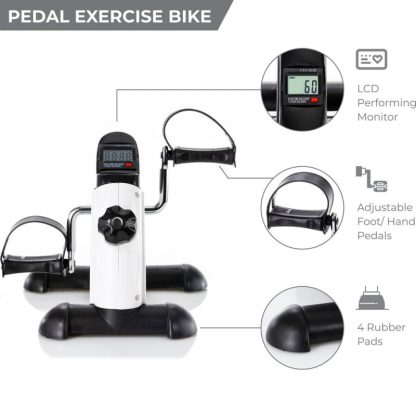 Home Gyms |  Pedal Exercise Mini Cycle Bike Great for Home or Office Workout Home Gyms Black White