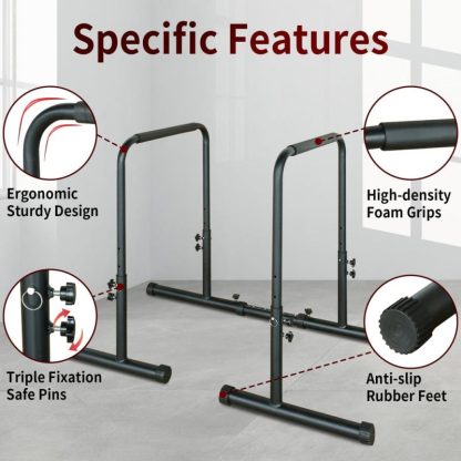 Home Gyms |  Power Tower Dip Station Pull-Up Bar Adjustable Height Training Equipment Home Gyms Home Gyms