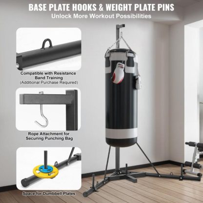 Home Gyms |  Punching Bag Stand Steel Heavy Duty Workout Equipment Freestanding Sandbag Rack with Weighted Base for Home Gym Fitness Home Gyms Home Gyms