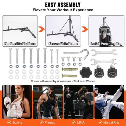 Home Gyms |  Punching Bag Stand Steel Heavy Duty Workout Equipment Freestanding Sandbag Rack with Weighted Base for Home Gym Fitness Home Gyms Home Gyms