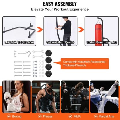 Home Gyms |  Punching Bag Stand Steel Heavy Duty Workout Equipment Freestanding Sandbag Rack with Weighted Base for Home Gym Fitness Home Gyms Home Gyms