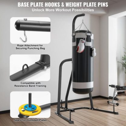 Home Gyms |  Punching Bag Stand Steel Heavy Duty Workout Equipment Freestanding Sandbag Rack with Weighted Base for Home Gym Fitness Home Gyms Home Gyms