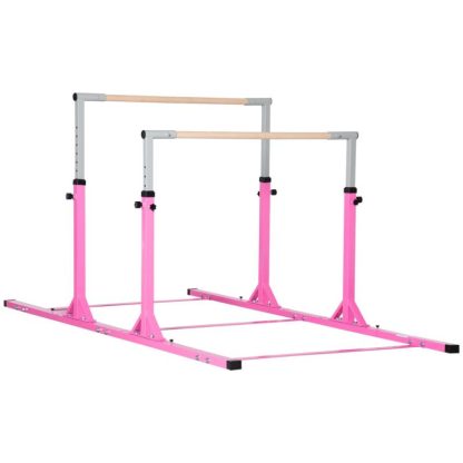 Home Gyms |  Qaba Double Horizontal Bars, Junior Gymnastic Training Parallel Bars with Double-locking System Home Gyms Home Gyms