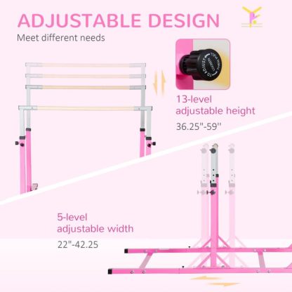 Home Gyms |  Qaba Double Horizontal Bars, Junior Gymnastic Training Parallel Bars with Double-locking System Home Gyms Home Gyms