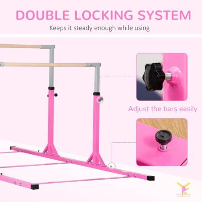 Home Gyms |  Qaba Double Horizontal Bars, Junior Gymnastic Training Parallel Bars with Double-locking System Home Gyms Home Gyms