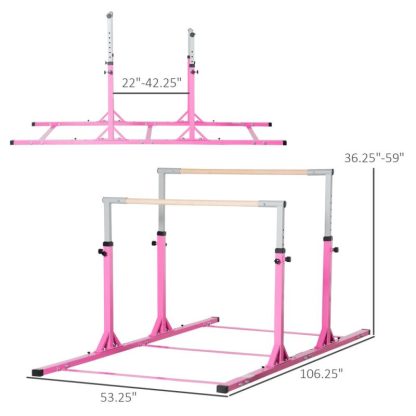 Home Gyms |  Qaba Double Horizontal Bars, Junior Gymnastic Training Parallel Bars with Double-locking System Home Gyms Home Gyms