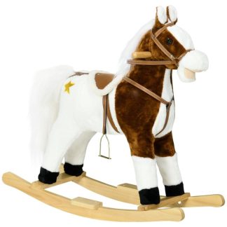 Home Gyms |  Qaba Rocking Horse with Sound, Ride on Horse with Saddle, Toddler Rocker, Gift for 3-8 Year Old, Brown Home Gyms Home Gyms