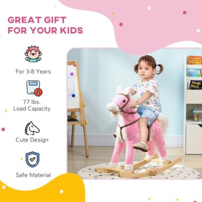 Home Gyms |  Qaba Rocking Horse with Sound, Ride on Horse with Saddle, Toddler Rocker, Gift for 3-8 Year Old, Brown Home Gyms Home Gyms