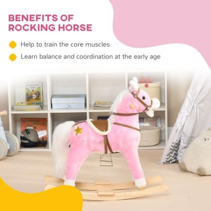 Home Gyms |  Qaba Rocking Horse with Sound, Ride on Horse with Saddle, Toddler Rocker, Gift for 3-8 Year Old, Brown Home Gyms Home Gyms