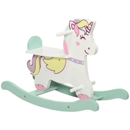 Home Gyms |  Qaba Wooden Rocking Horse Toddler Rocker Ride On Unicorn for 1-3 Years Old Baby Toy Girl and Boy Gift Home Gyms Home Gyms