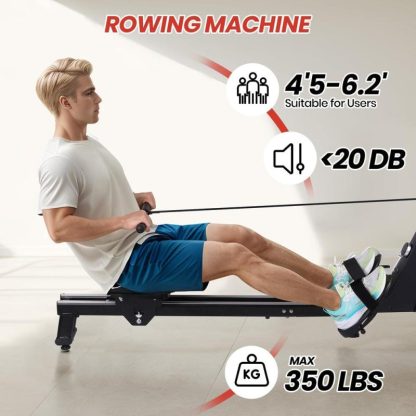 Home Gyms |  Rowing Machine,Magnetic Rowing Machine for Home,Dual Slide Rail with 350 LB Weight Capacity Home Gyms Black