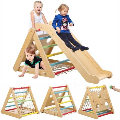 Home Gyms |  Toddler Indoor Gym Playset, 2 in 1 Wooden Climbing Toys Home Gyms Home Gyms